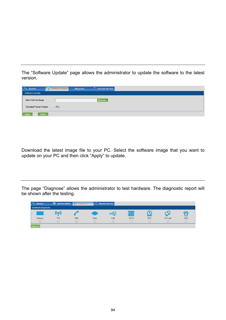 2 software update, 3 diagnose, 2 software update 15.3 diagnose | PLANET UMG-2000 User Manual | Page 94 / 145