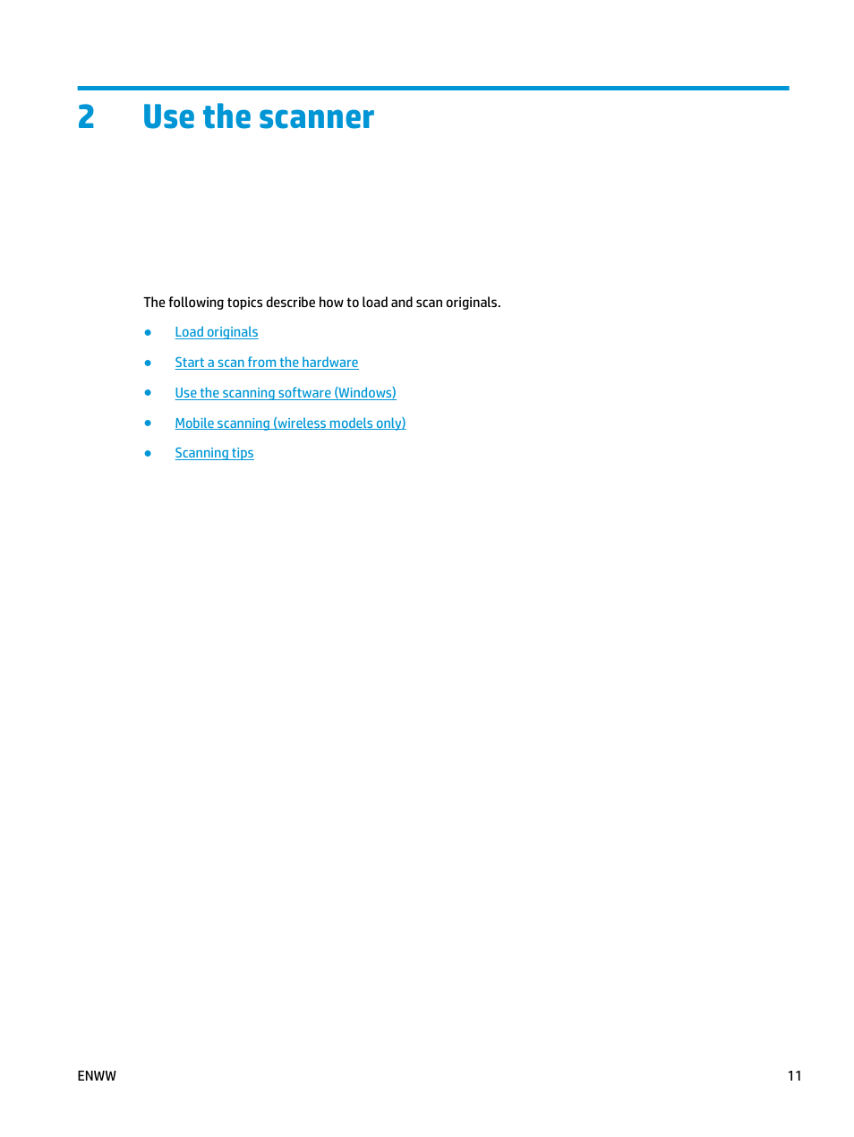 Use the scanner, 2 use the scanner, 2use the scanner | HP ScanJet Enterprise Flow 5000 s4 User Manual | Page 19 / 72