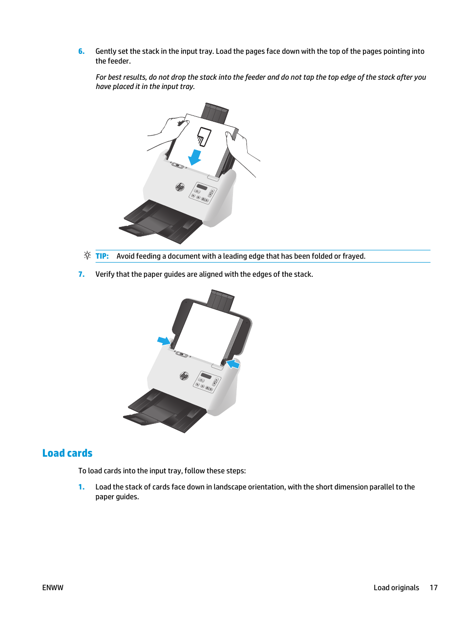 Load cards | HP ScanJet Enterprise Flow 5000 s4 User Manual | Page 25 / 72