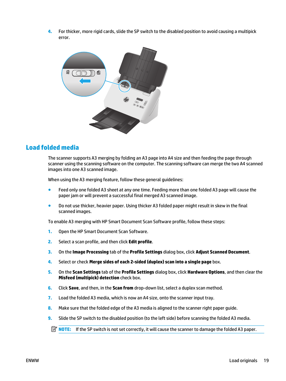Load folded media | HP ScanJet Enterprise Flow 5000 s4 User Manual | Page 27 / 72