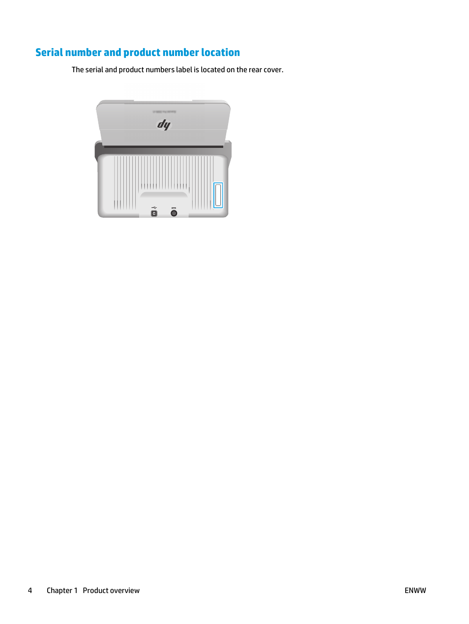Serial number and product number location | HP ScanJet Pro 2000 s1 User Manual | Page 12 / 70