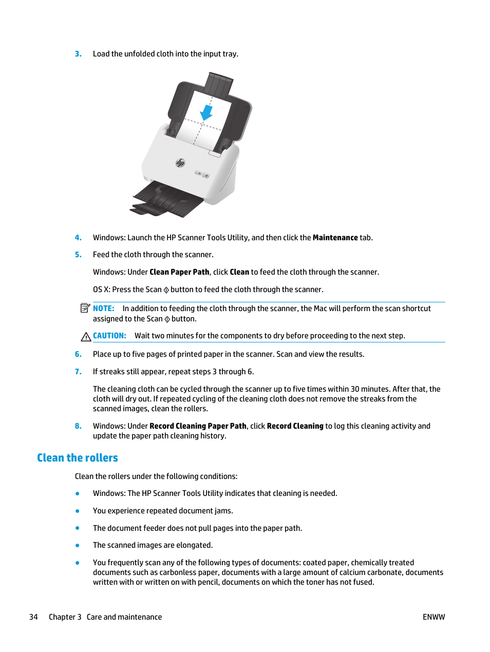 Clean the rollers | HP ScanJet Pro 2000 s1 User Manual | Page 42 / 70