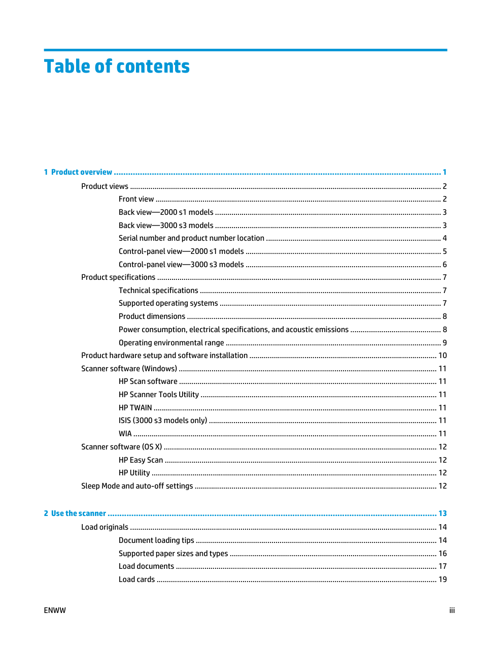 HP ScanJet Pro 2000 s1 User Manual | Page 5 / 70