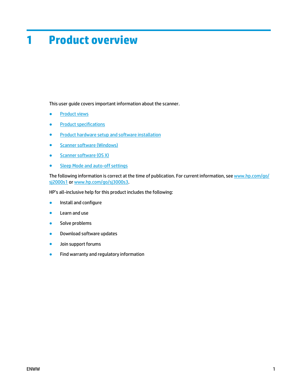 Product overview, 1 product overview, 1product overview | HP ScanJet Pro 2000 s1 User Manual | Page 9 / 70