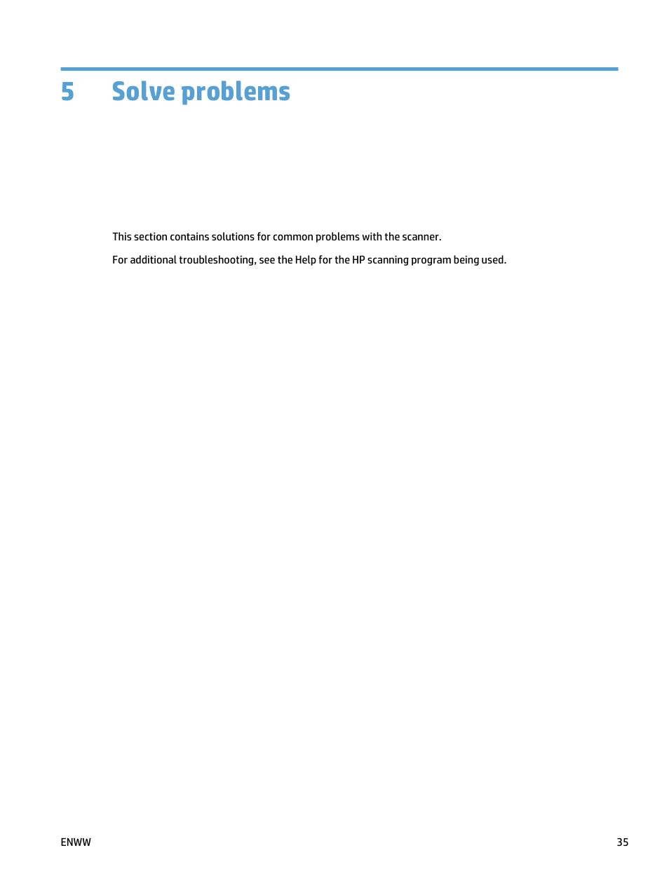 Solve problems, 5 solve problems, 5solve problems | HP ScanJet Pro 4500 fn1 User Manual | Page 43 / 64