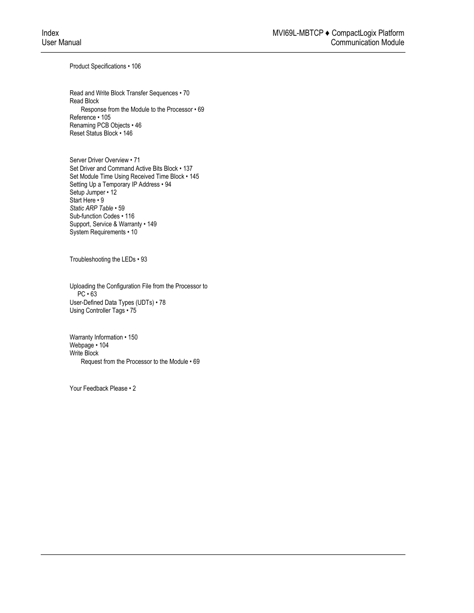 ProSoft Technology MVI69L-MBTCP User Manual | Page 152 / 152