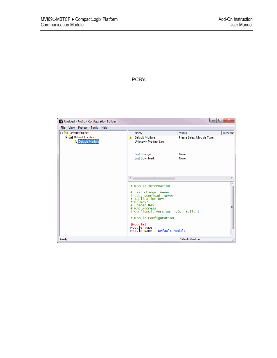 Creating a new project in pcb | ProSoft Technology MVI69L-MBTCP User Manual | Page 19 / 152