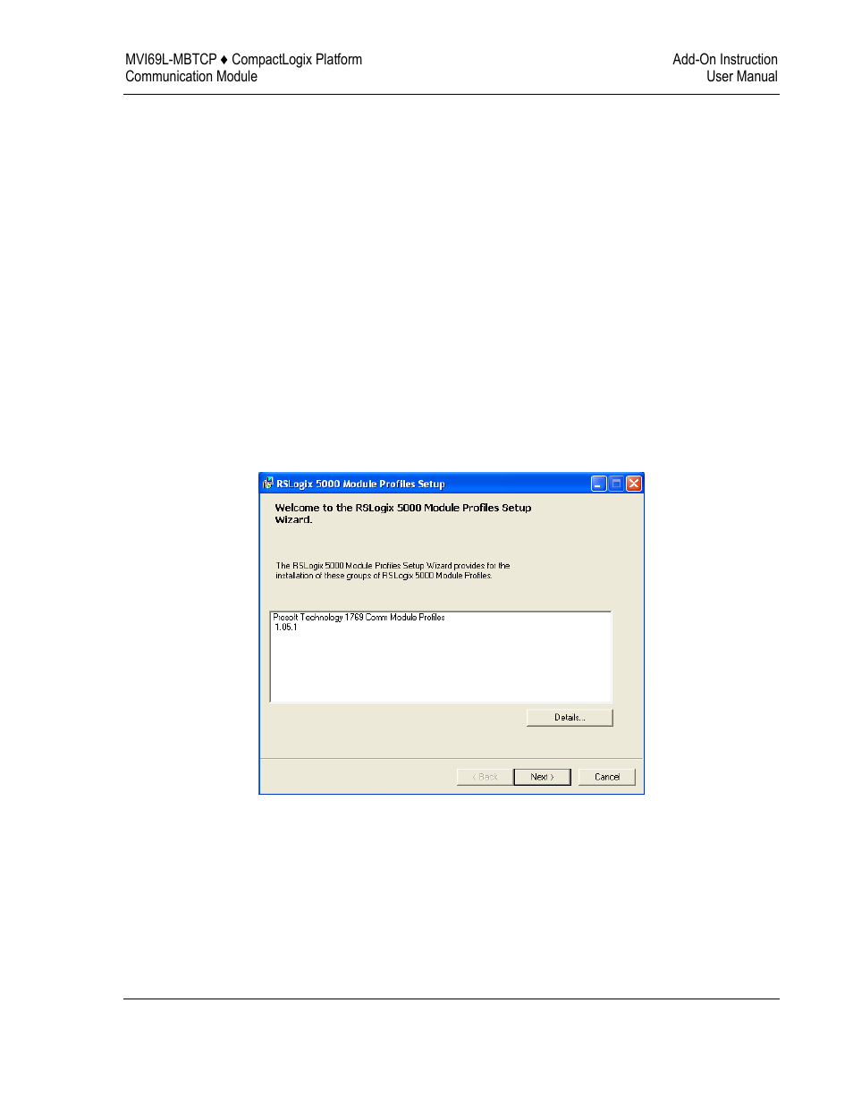 Creating the module in an rslogix 5000 project, Installing an add-on profile | ProSoft Technology MVI69L-MBTCP User Manual | Page 25 / 152