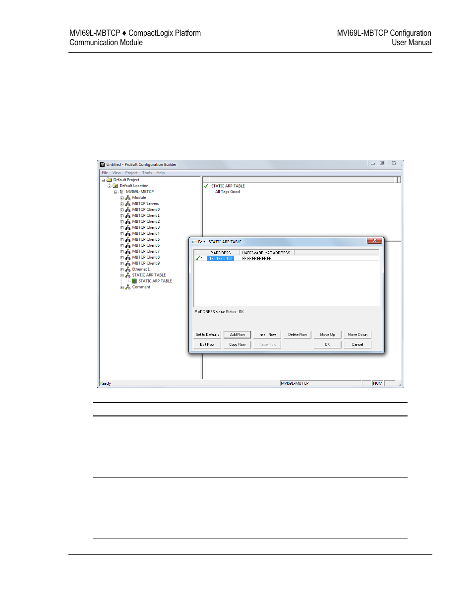 Static arp table | ProSoft Technology MVI69L-MBTCP User Manual | Page 59 / 152