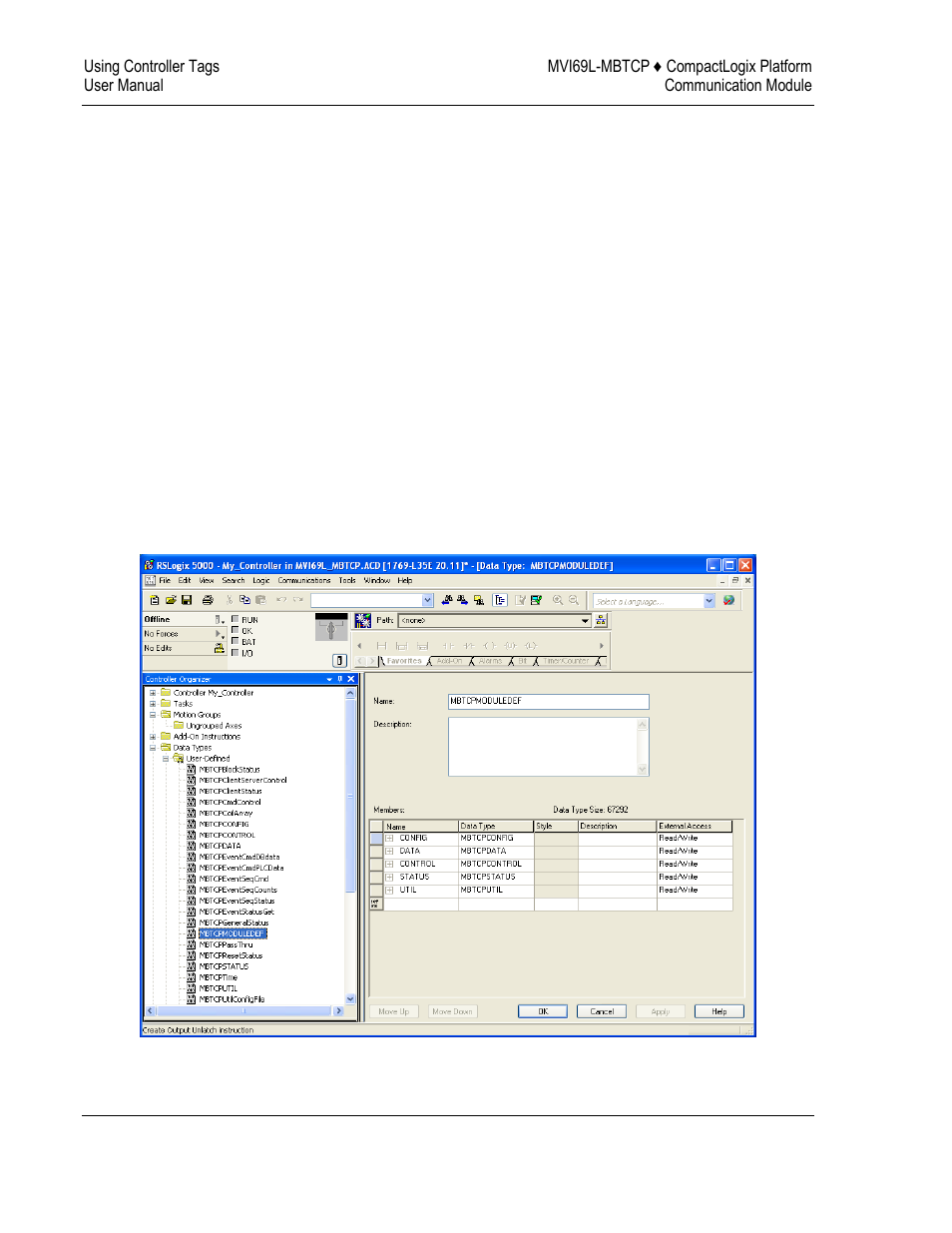 User-defined data types (udts), Mvi69l-mbtcp user-defined data types | ProSoft Technology MVI69L-MBTCP User Manual | Page 78 / 152