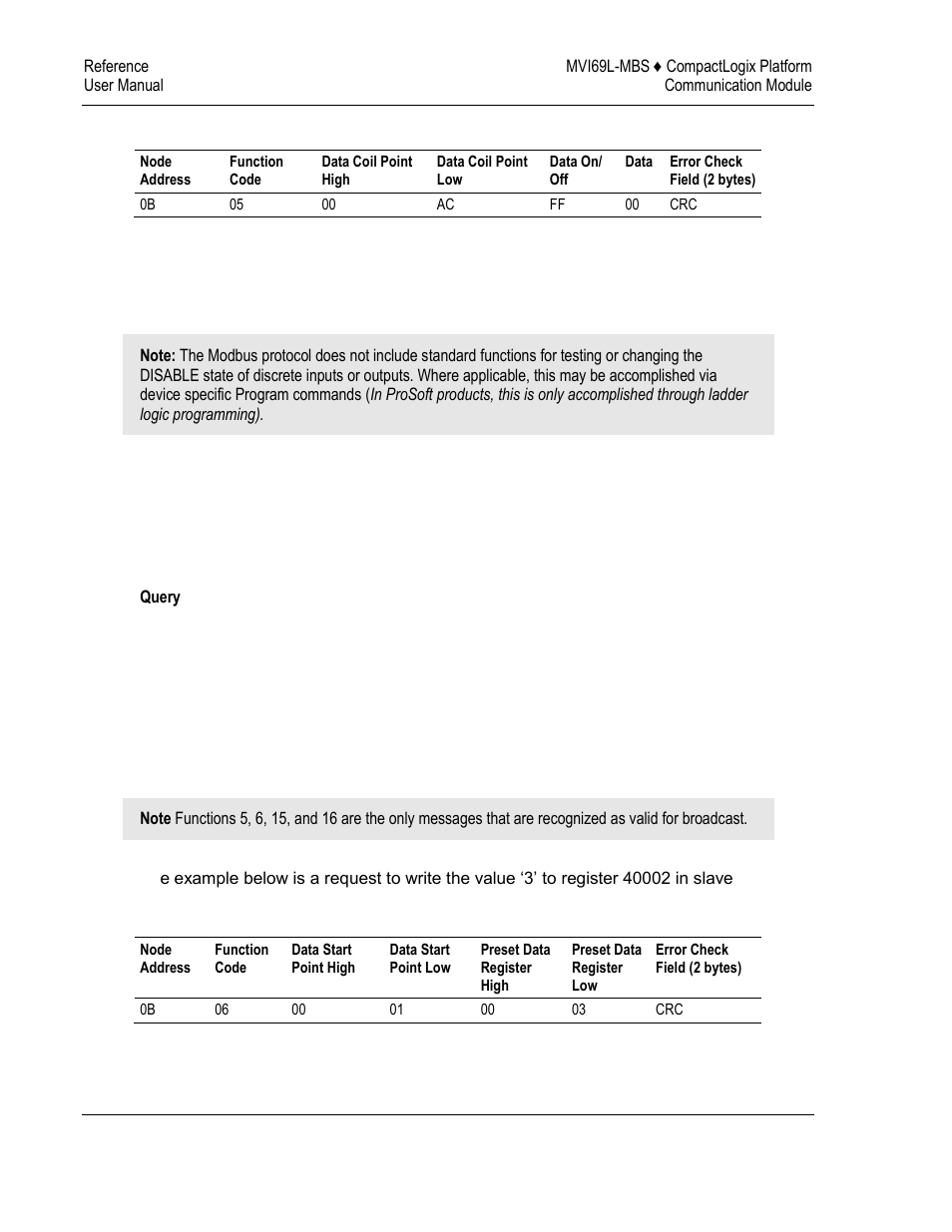 Preset single register (function code 06) | ProSoft Technology MVI69L-MBS User Manual | Page 112 / 154