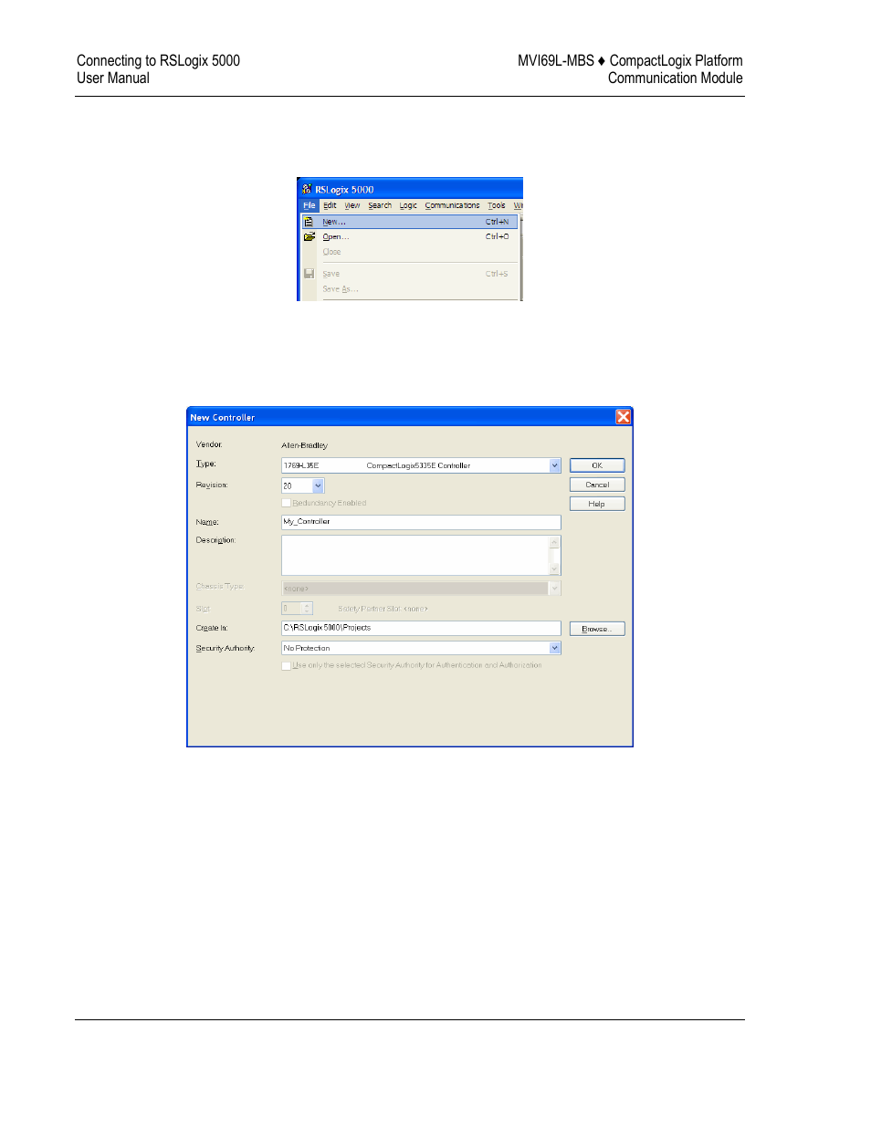 Creating a new rslogix 5000 project | ProSoft Technology MVI69L-MBS User Manual | Page 26 / 154