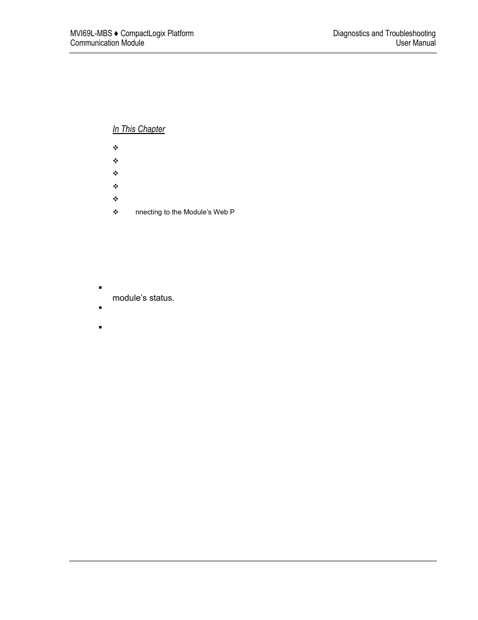 Diagnostics and troubleshooting, 6diagnostics and troubleshooting | ProSoft Technology MVI69L-MBS User Manual | Page 89 / 154