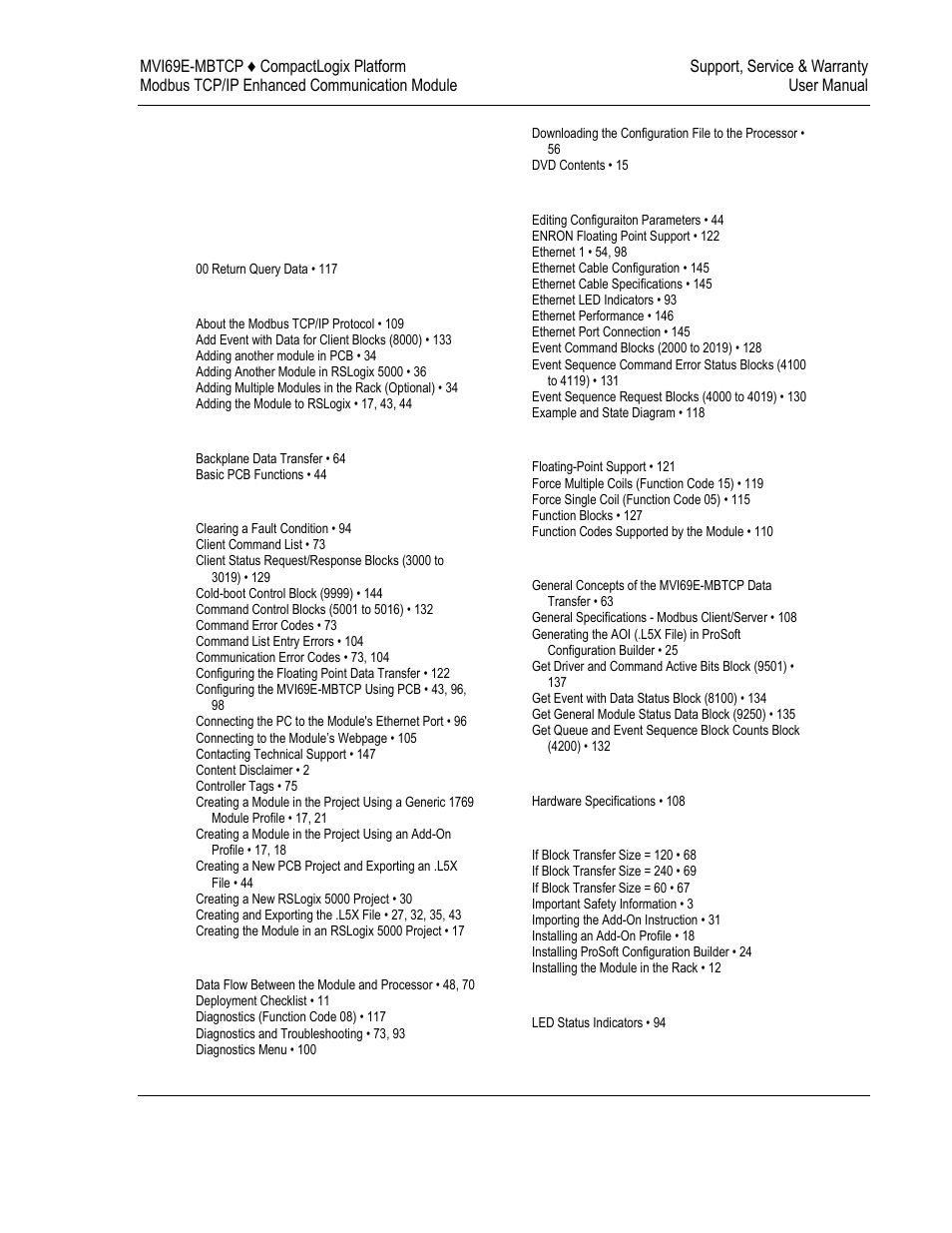 Index | ProSoft Technology MVI69E-MBTCP User Manual | Page 149 / 150