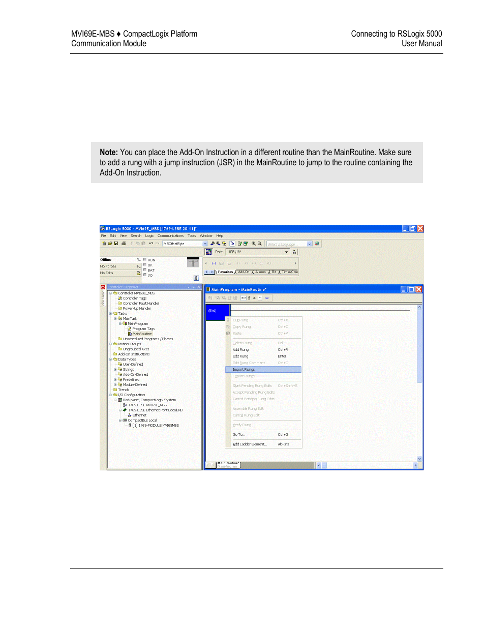 Importing the add-on instruction | ProSoft Technology MVI69E-MBS User Manual | Page 35 / 162