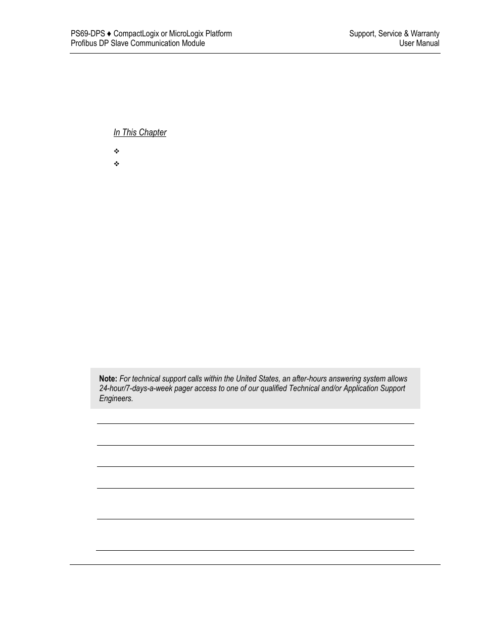 6support, service & warranty | ProSoft Technology PS69-DPS User Manual | Page 103 / 108