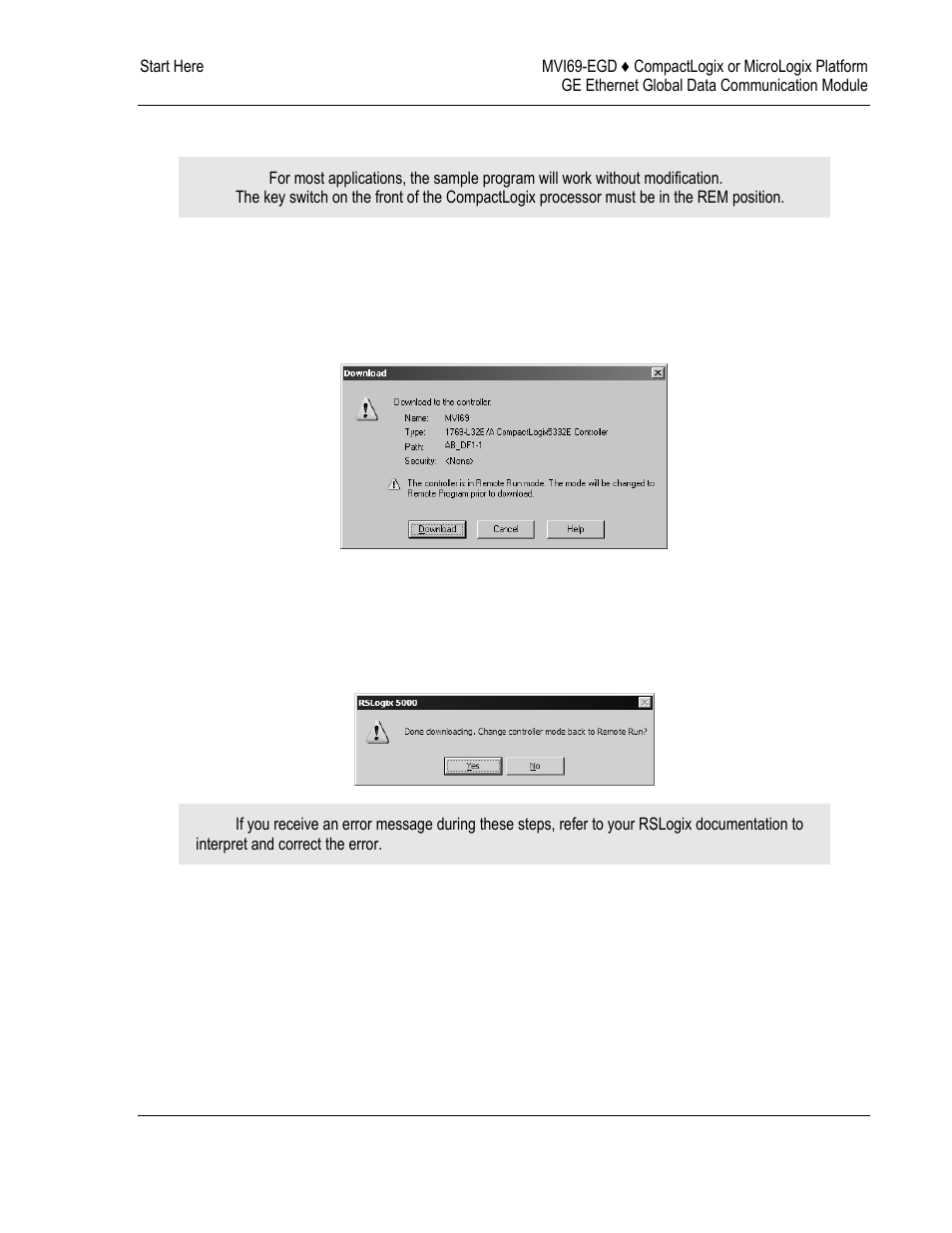Download the sample program to the processor | ProSoft Technology MVI69-EGD User Manual | Page 17 / 96