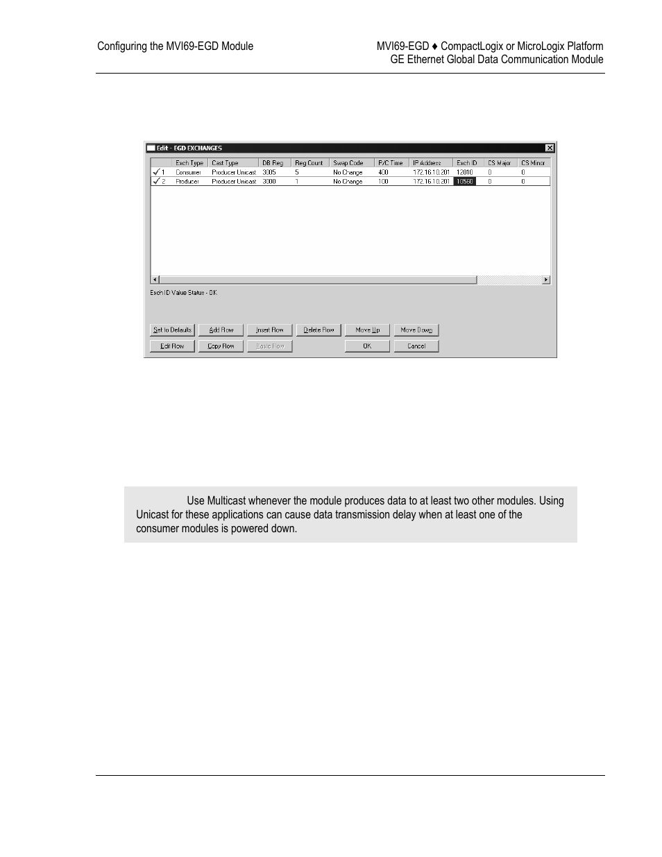 Egd multicast group list, Ethernet configuration, Multicast group list | Ethernet, Configuration | ProSoft Technology MVI69-EGD User Manual | Page 33 / 96