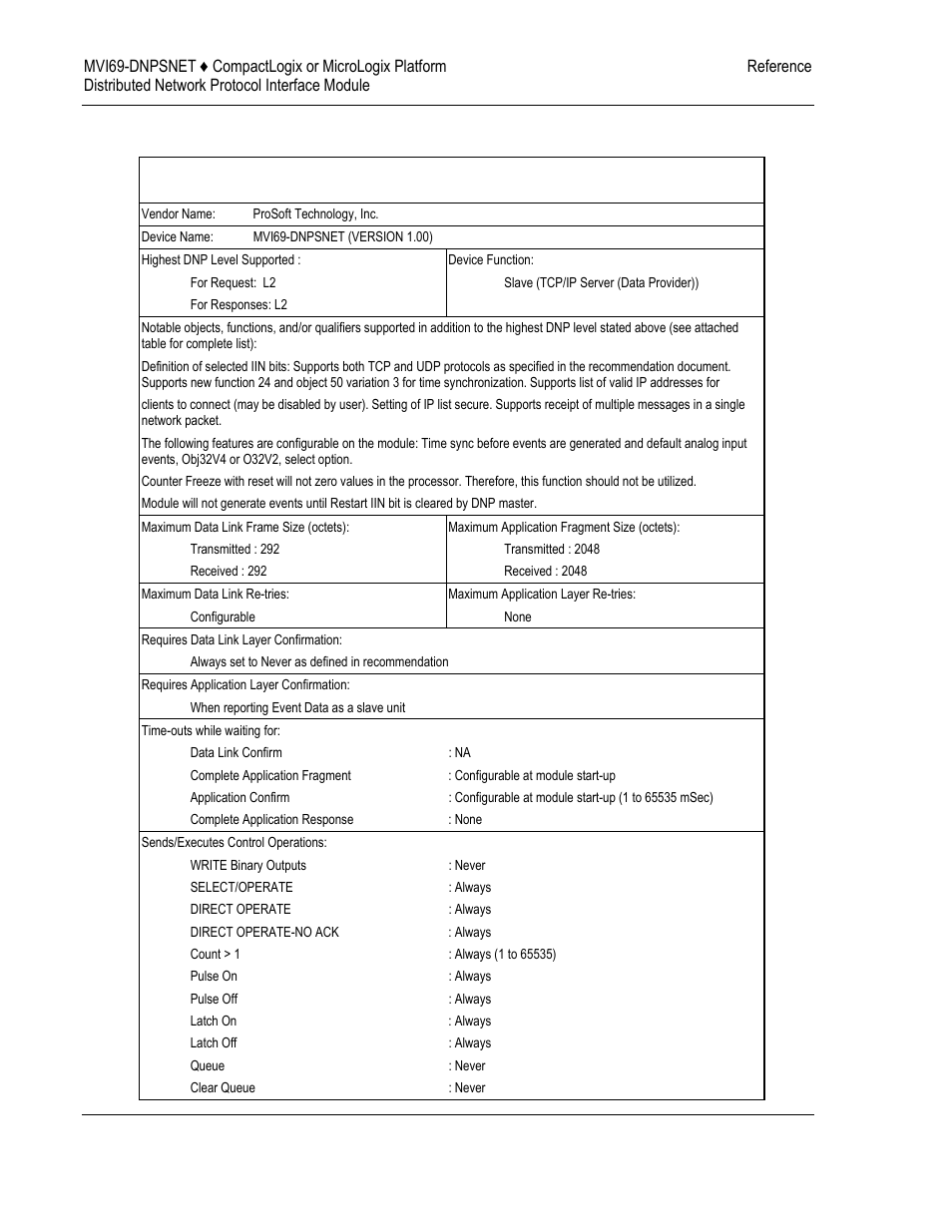 Device profile, Device, Profile | 7 device profile | ProSoft Technology MVI69-DNPSNET User Manual | Page 100 / 119