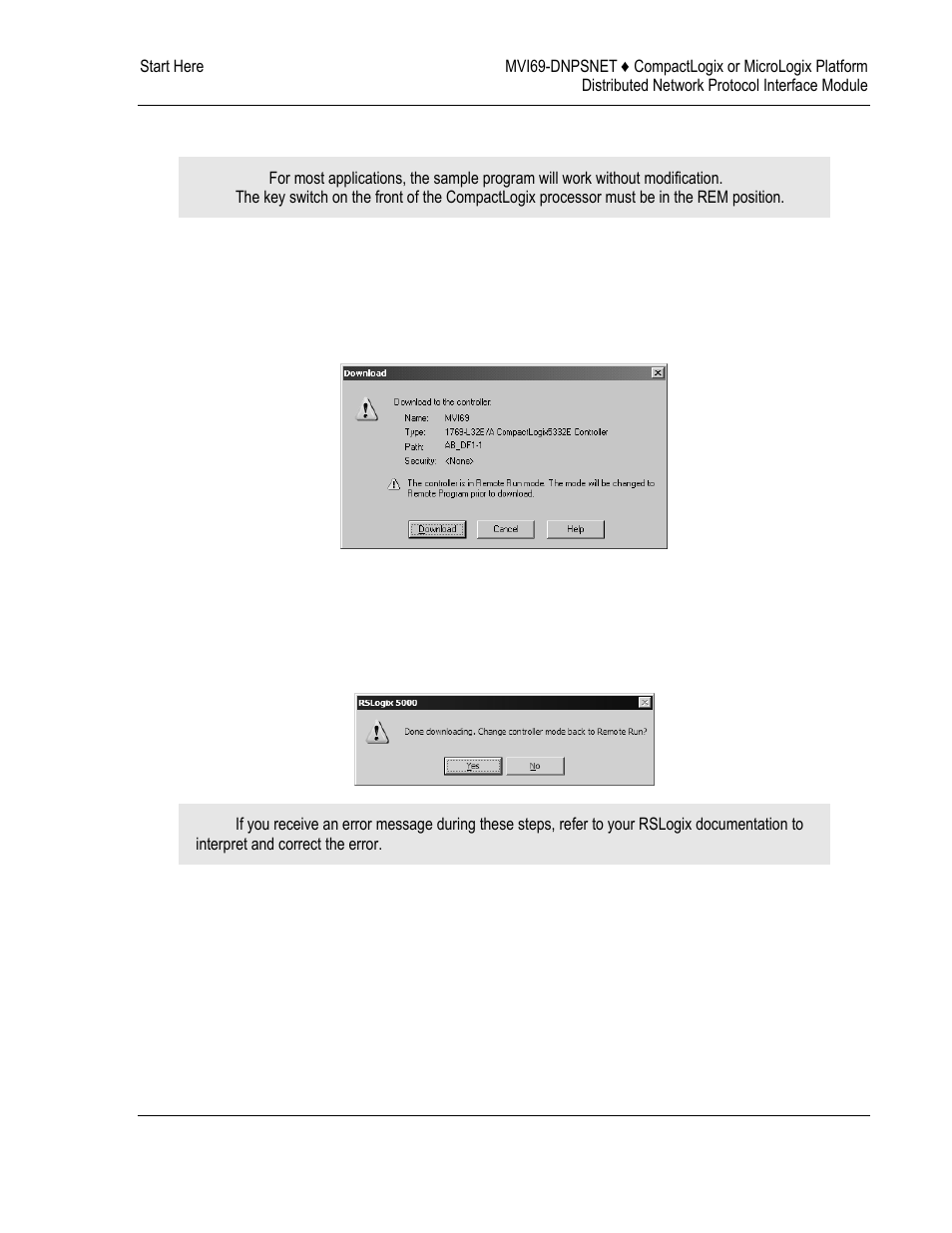 Download the sample program to the processor | ProSoft Technology MVI69-DNPSNET User Manual | Page 17 / 119