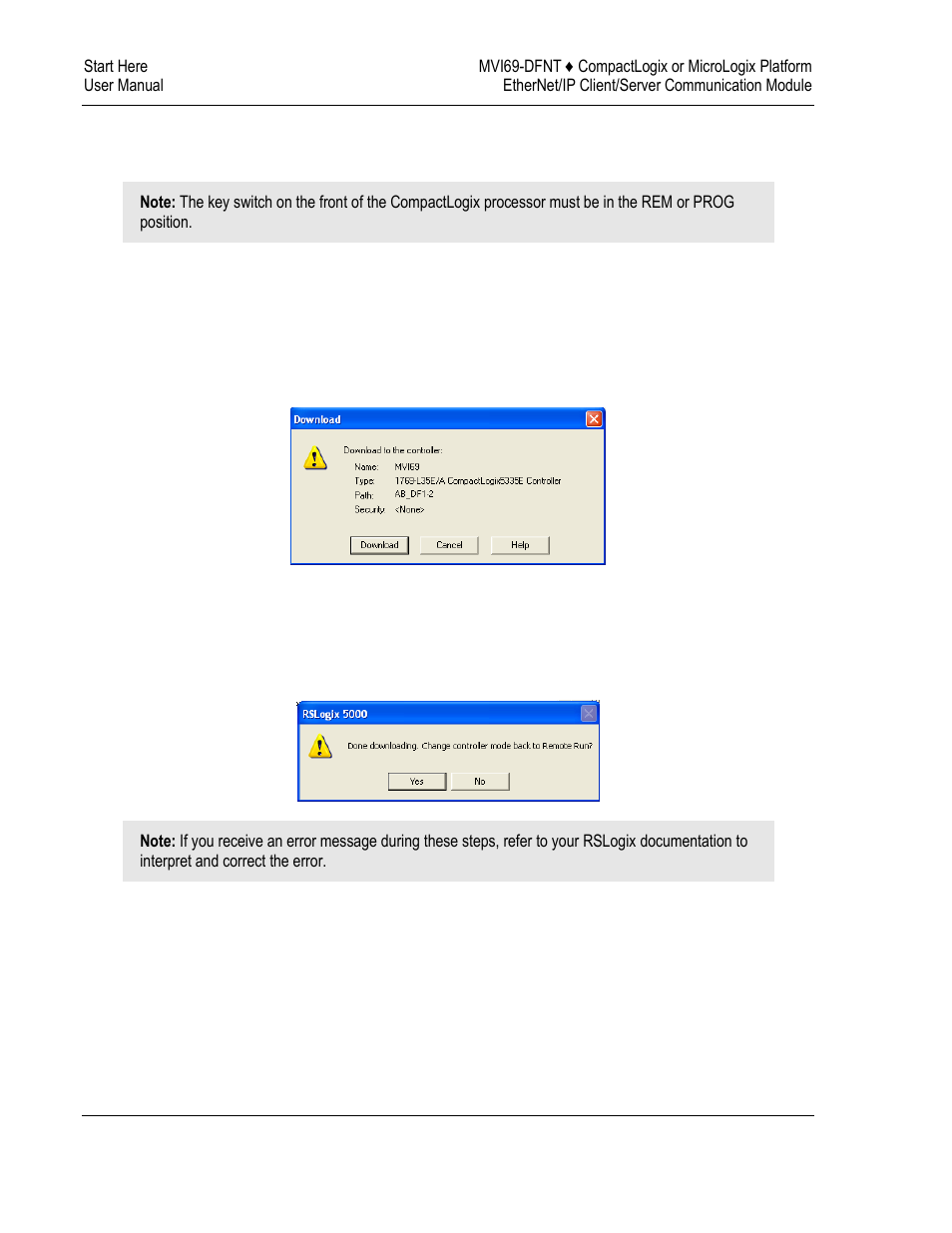 Downloading the sample program to the processor | ProSoft Technology MVI69-DFNT User Manual | Page 20 / 167