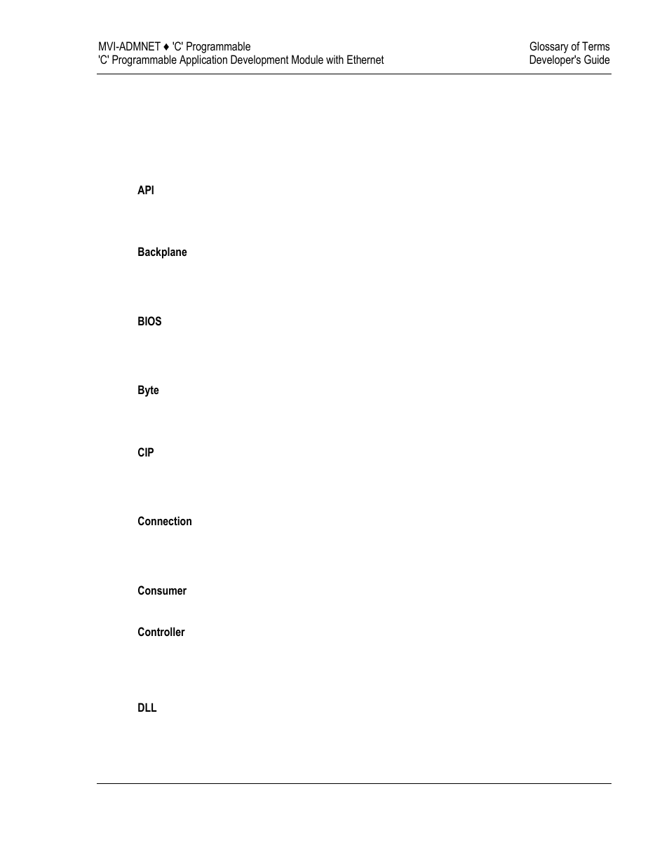 Glossary of terms | ProSoft Technology MVI69-ADMNET User Manual | Page 117 / 122