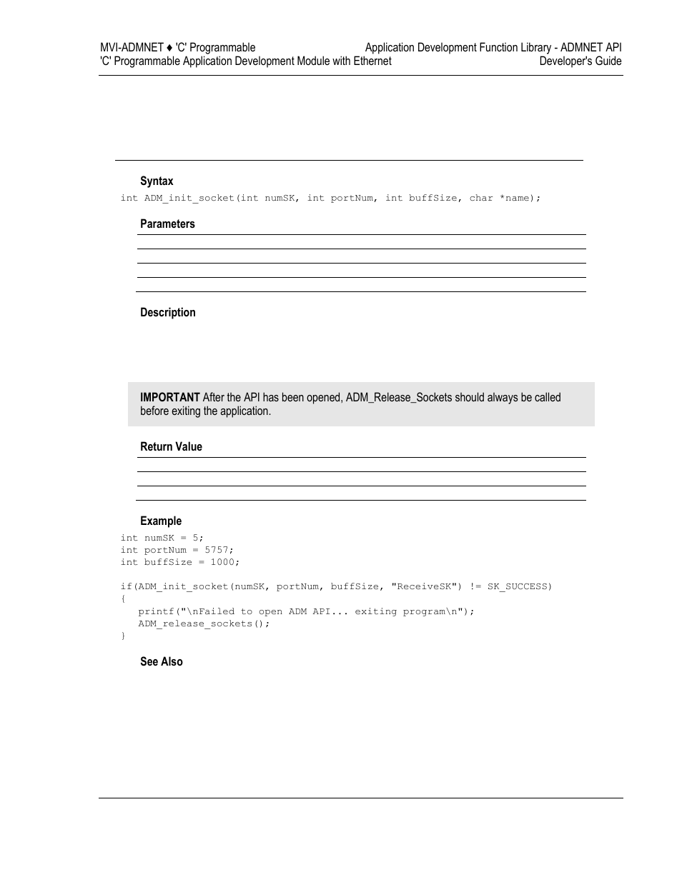 Admnet api initialize functions | ProSoft Technology MVI69-ADMNET User Manual | Page 65 / 122