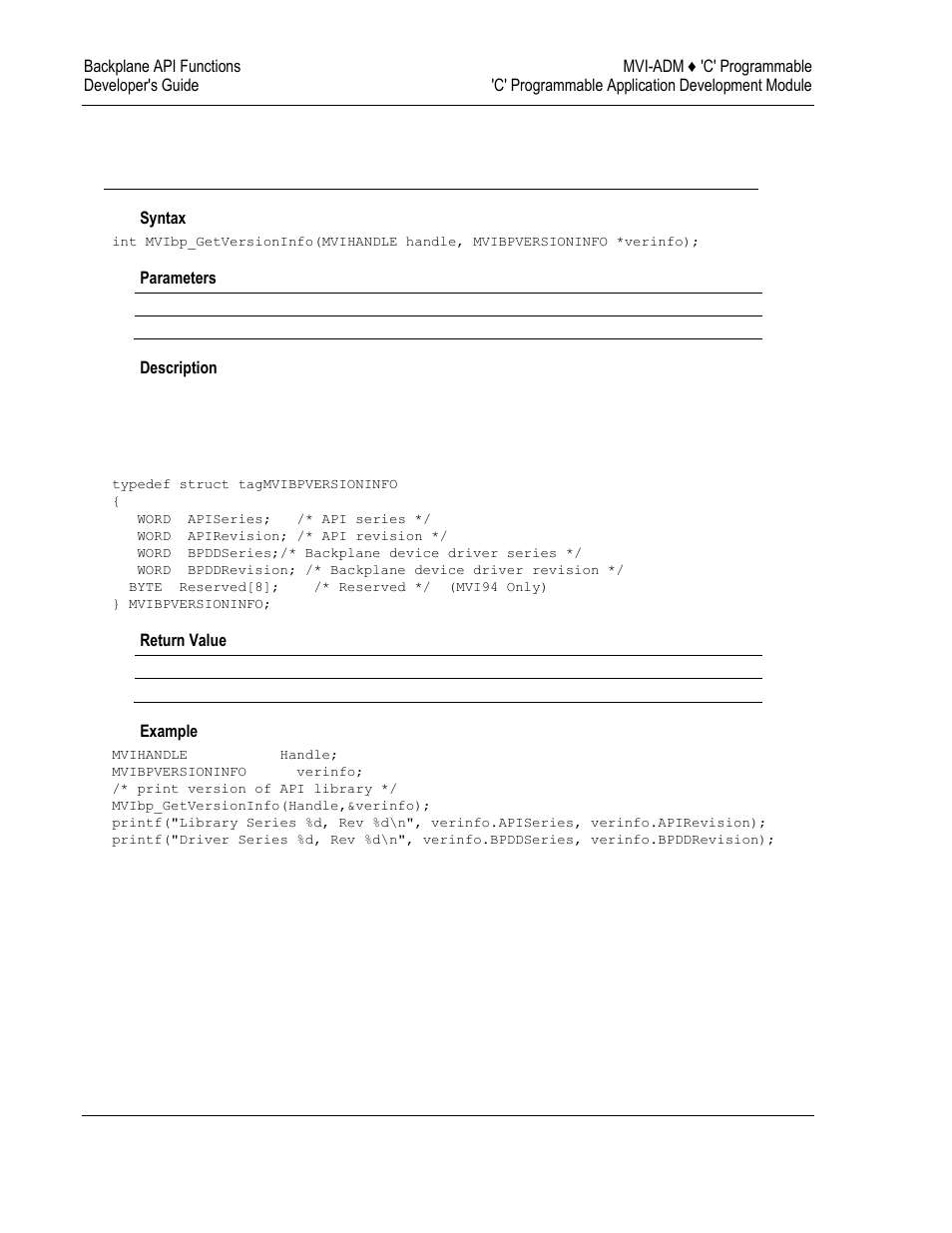 Backplane api miscellaneous functions | ProSoft Technology MVI69-ADM User Manual | Page 220 / 342