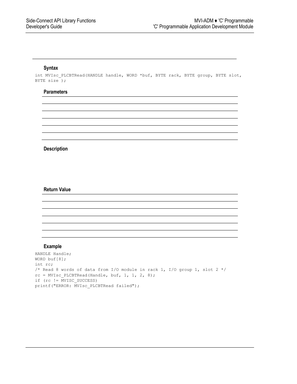 Side-connect api block transfer functions | ProSoft Technology MVI69-ADM User Manual | Page 318 / 342