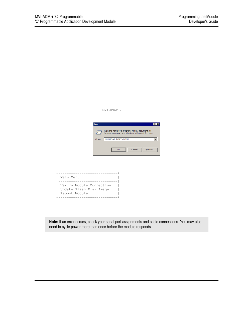 Downloading a rom disk image, Mviupdat | ProSoft Technology MVI69-ADM User Manual | Page 99 / 342