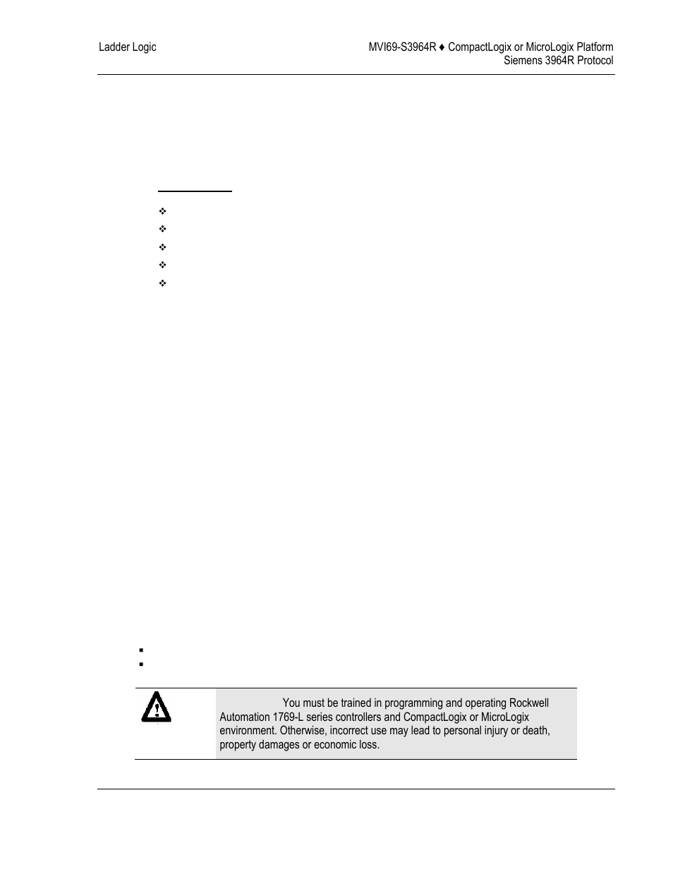 Ladder logic, Introduction, 3 ladder logic | ProSoft Technology MVI69-S3964R User Manual | Page 31 / 80