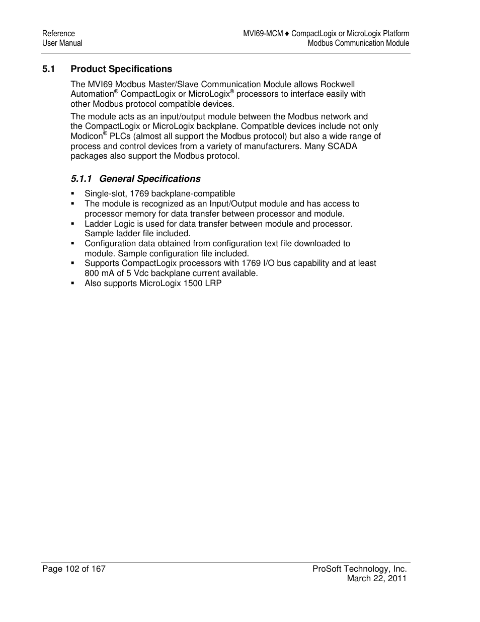 ProSoft Technology MVI69-MCM User Manual | Page 102 / 167