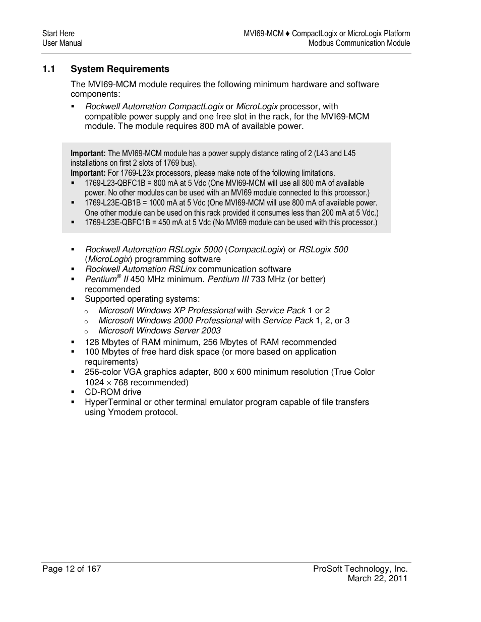 ProSoft Technology MVI69-MCM User Manual | Page 12 / 167