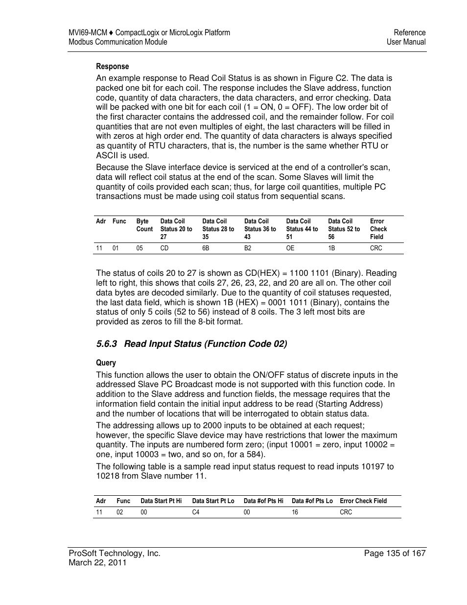 ProSoft Technology MVI69-MCM User Manual | Page 135 / 167
