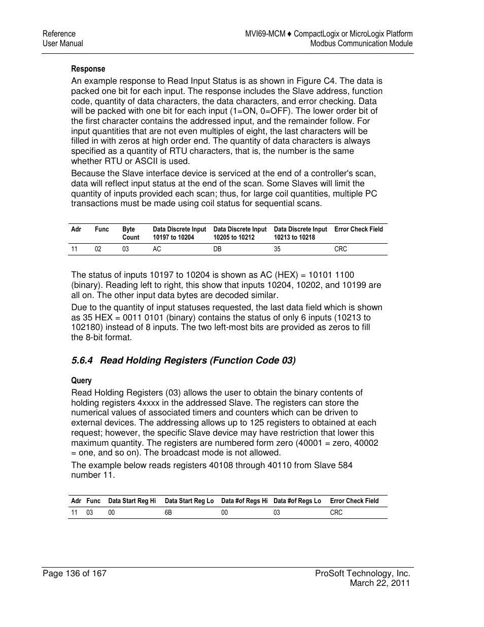 ProSoft Technology MVI69-MCM User Manual | Page 136 / 167