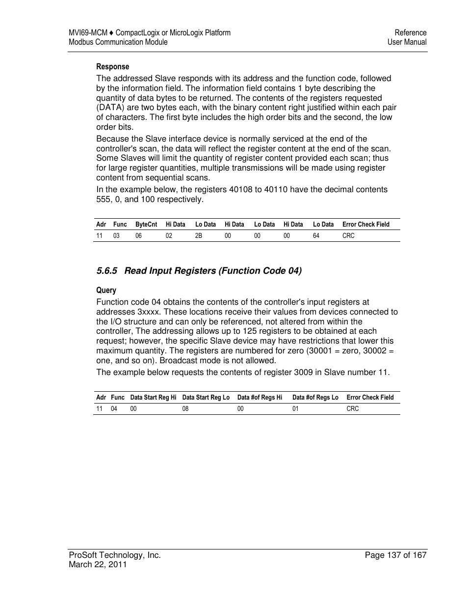 ProSoft Technology MVI69-MCM User Manual | Page 137 / 167