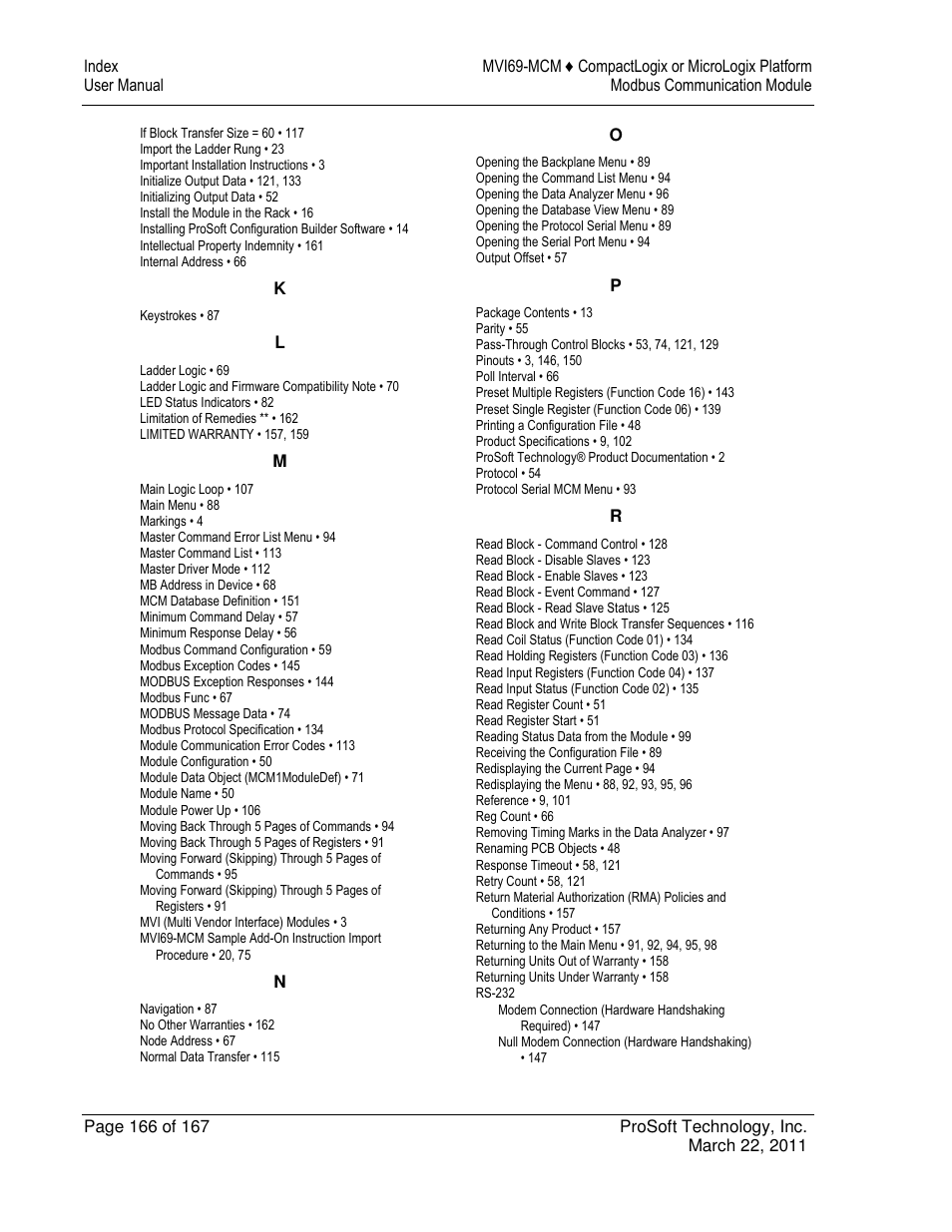 ProSoft Technology MVI69-MCM User Manual | Page 166 / 167