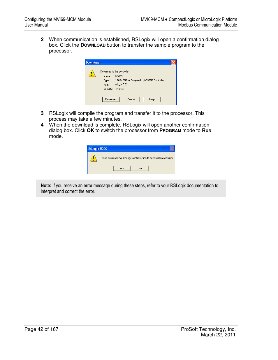 ProSoft Technology MVI69-MCM User Manual | Page 42 / 167