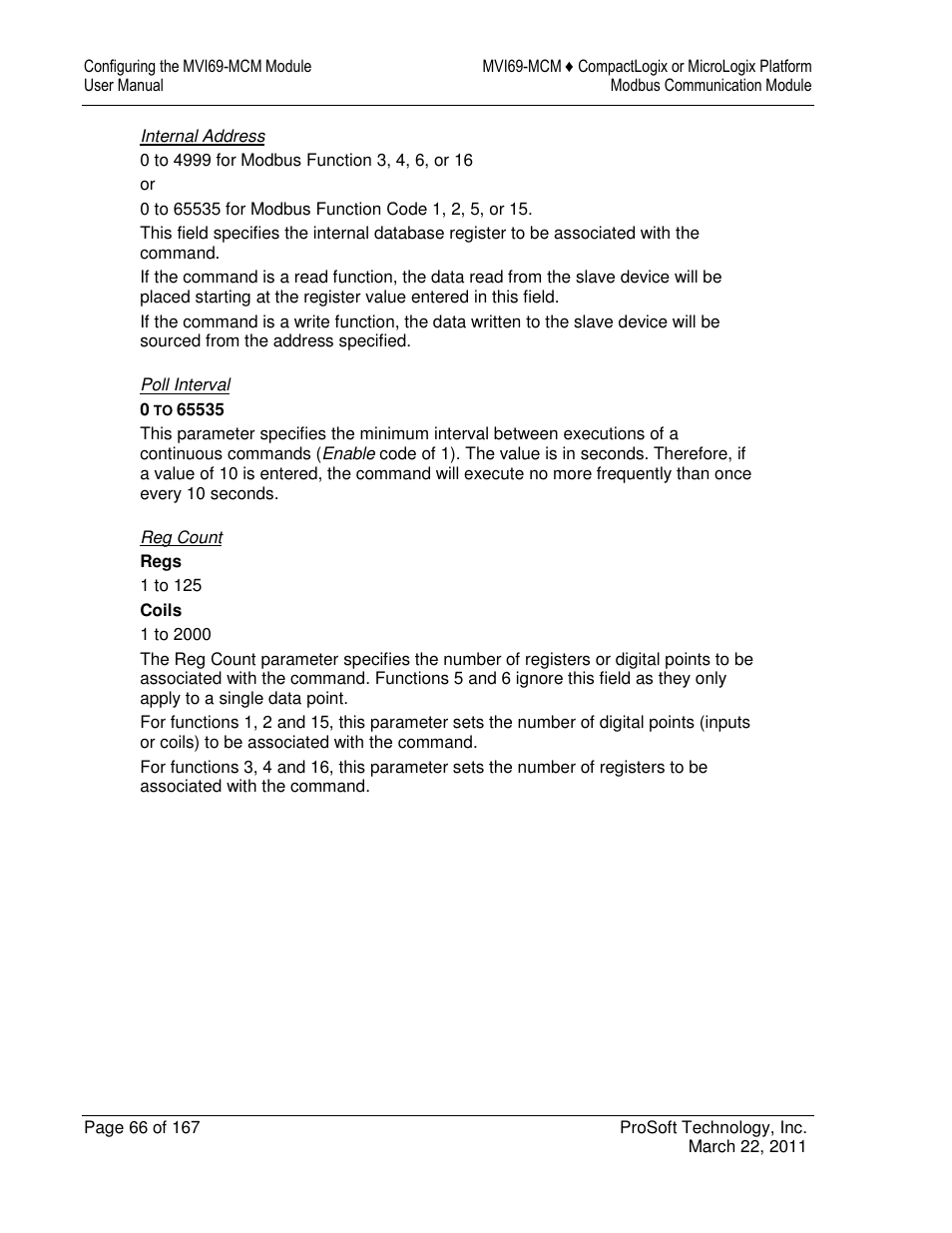 ProSoft Technology MVI69-MCM User Manual | Page 66 / 167