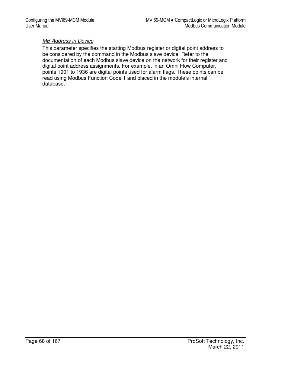ProSoft Technology MVI69-MCM User Manual | Page 68 / 167