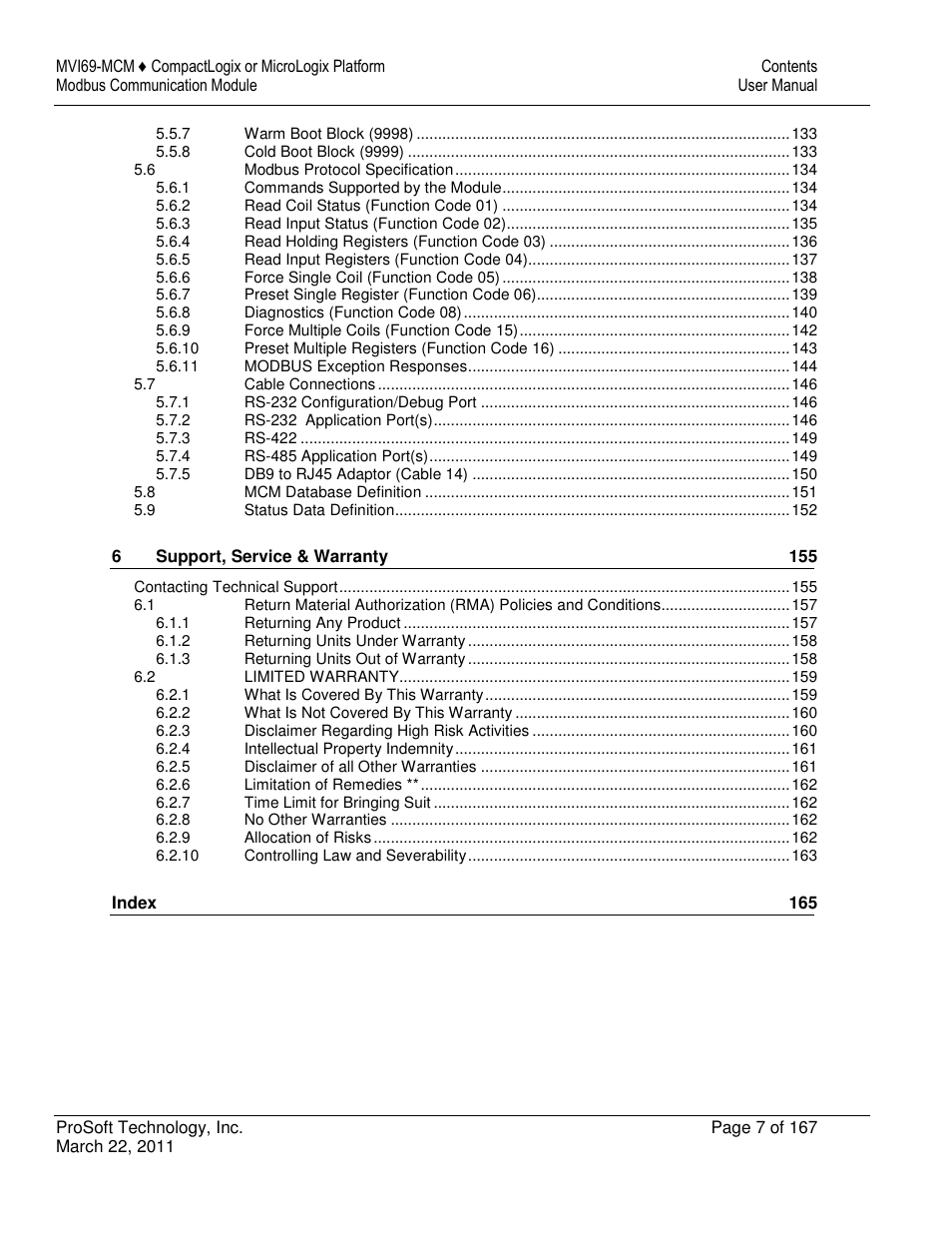 ProSoft Technology MVI69-MCM User Manual | Page 7 / 167