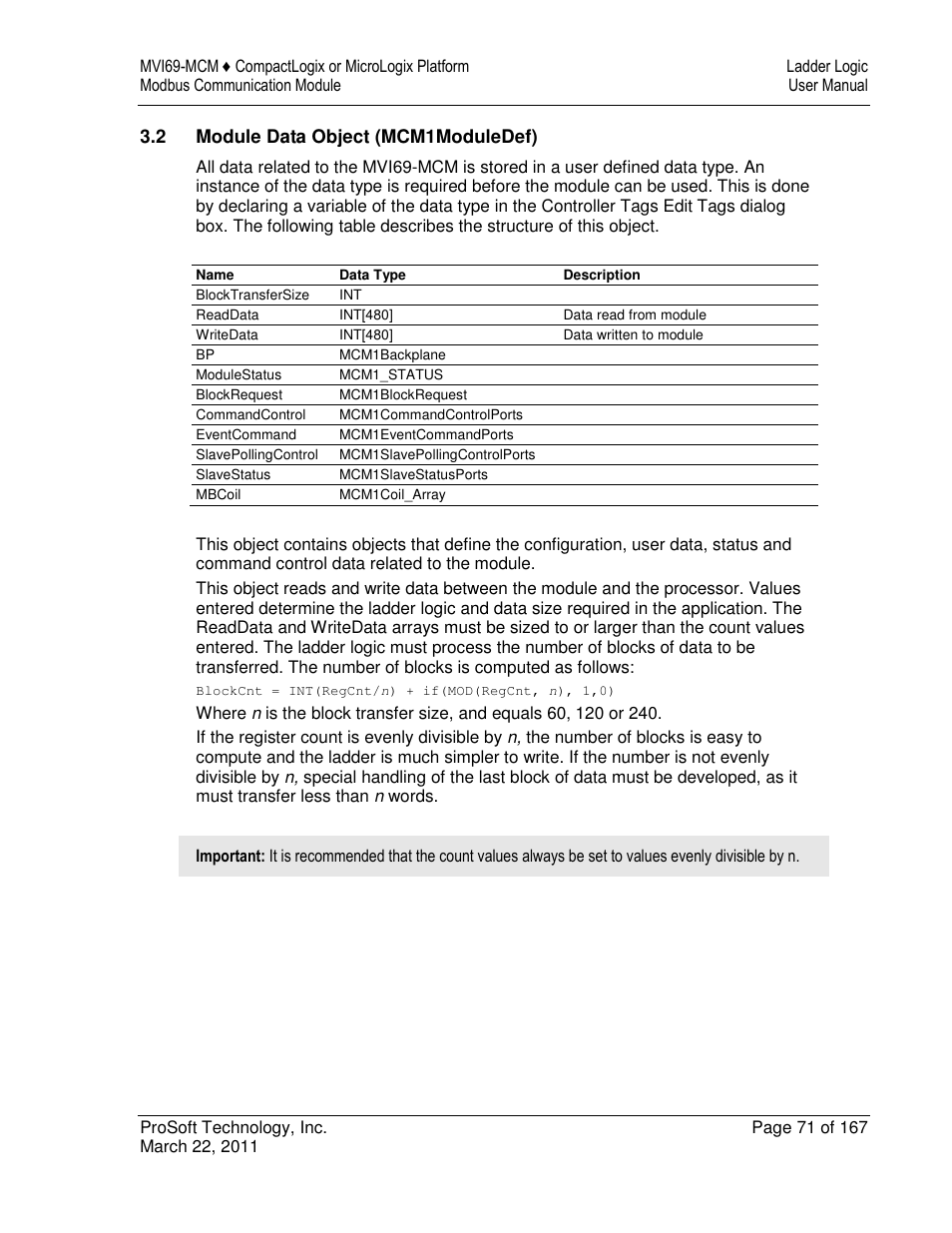 ProSoft Technology MVI69-MCM User Manual | Page 71 / 167