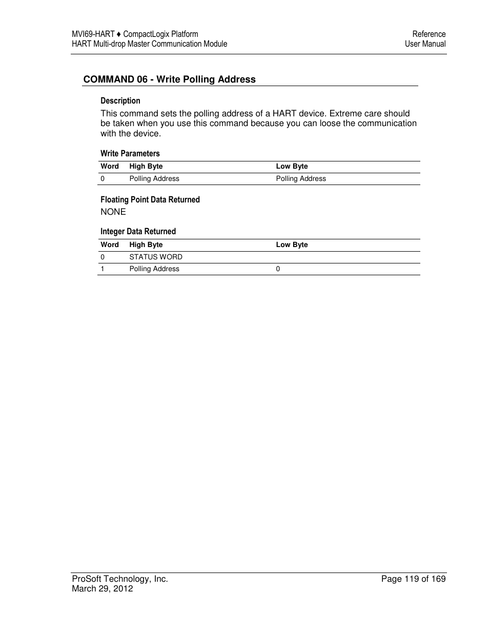 ProSoft Technology MVI69-HART User Manual | Page 119 / 169