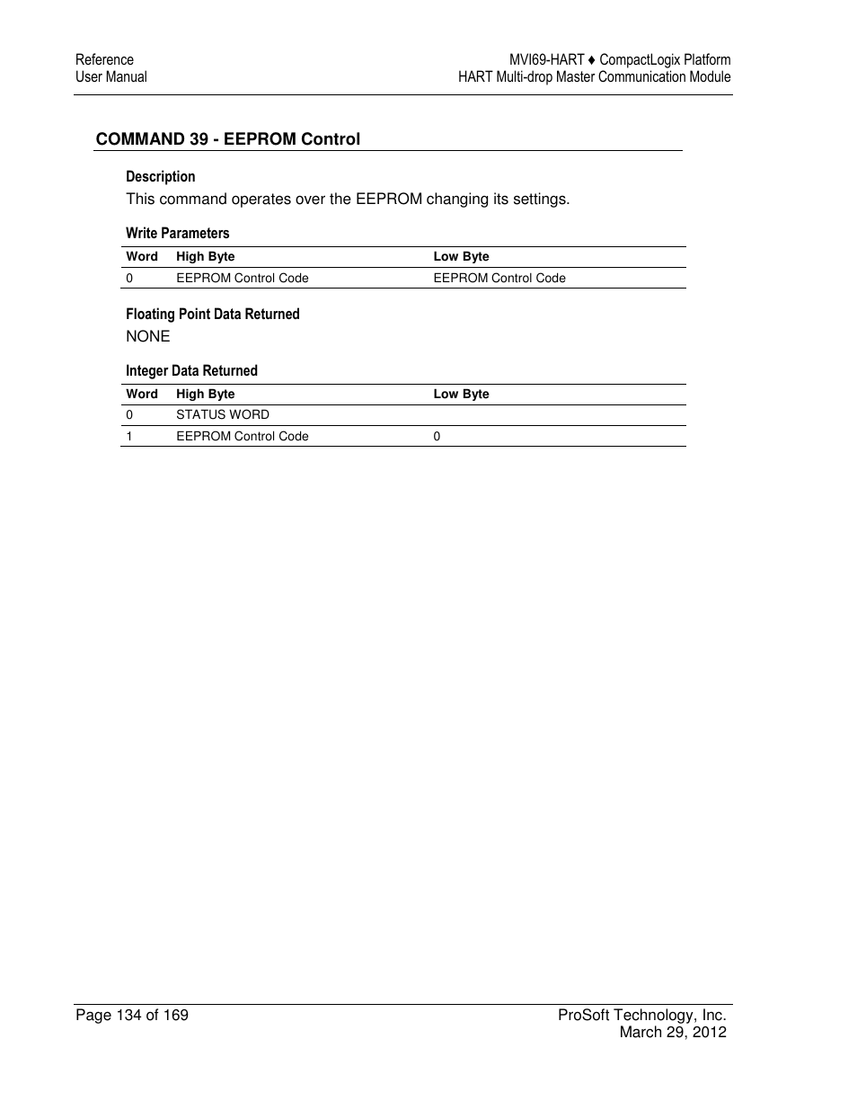 ProSoft Technology MVI69-HART User Manual | Page 134 / 169