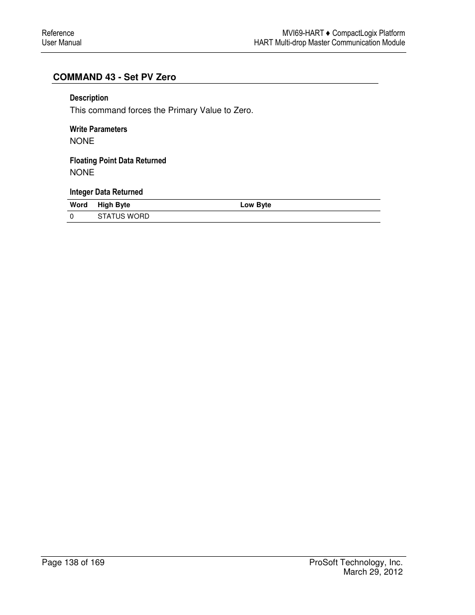 ProSoft Technology MVI69-HART User Manual | Page 138 / 169