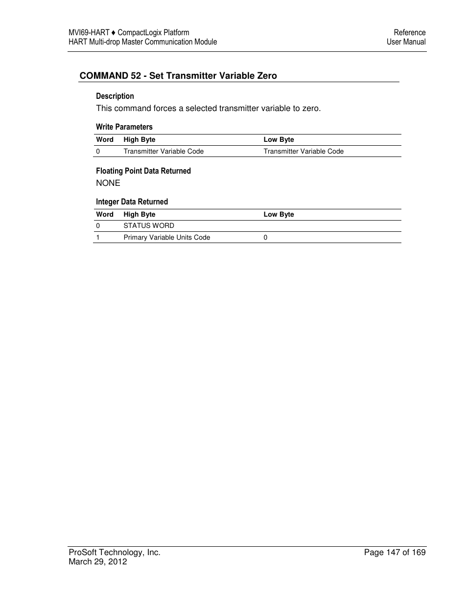 ProSoft Technology MVI69-HART User Manual | Page 147 / 169