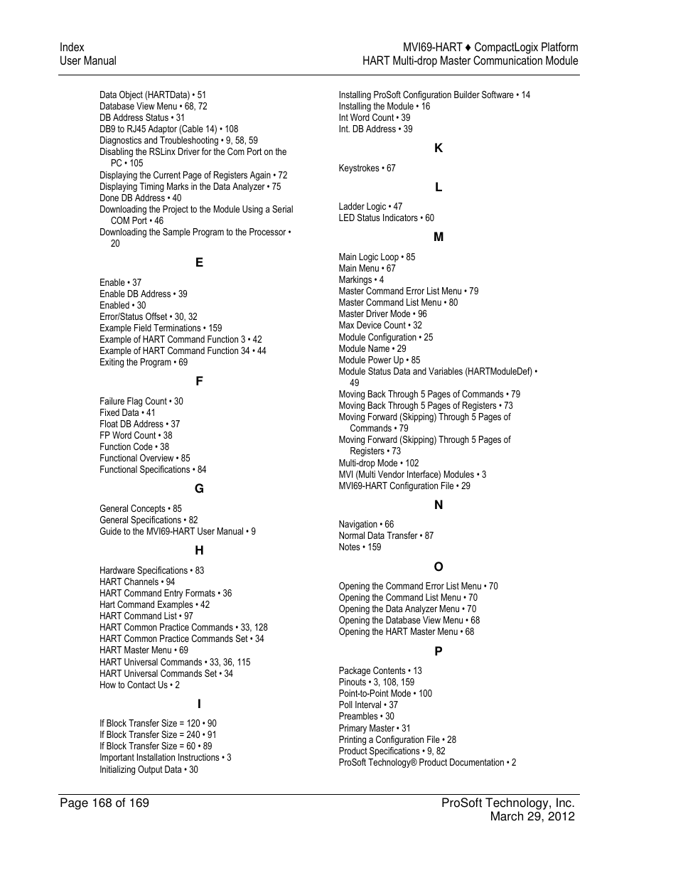 ProSoft Technology MVI69-HART User Manual | Page 168 / 169