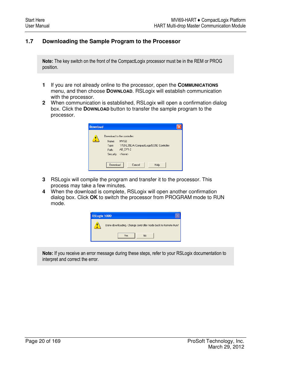 ProSoft Technology MVI69-HART User Manual | Page 20 / 169