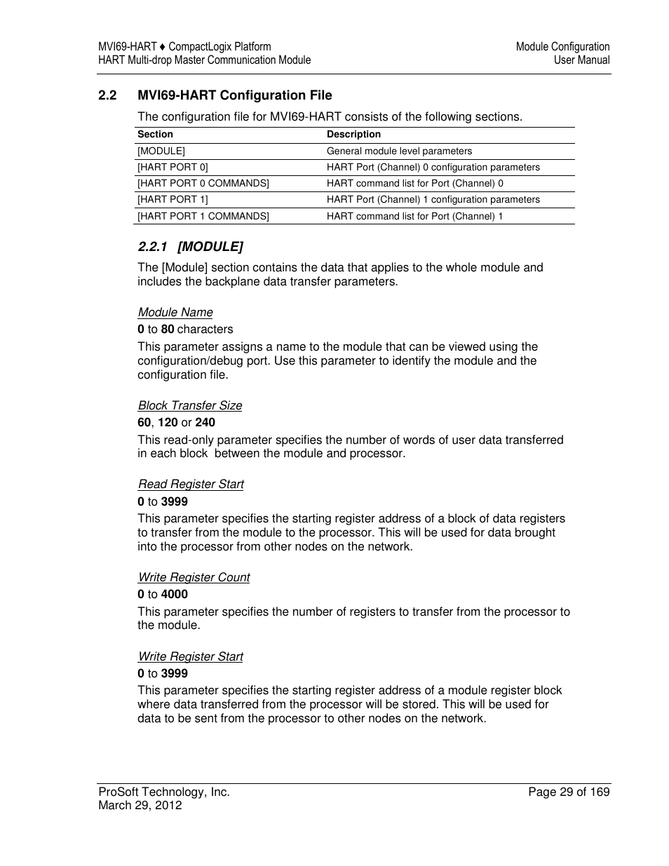 ProSoft Technology MVI69-HART User Manual | Page 29 / 169