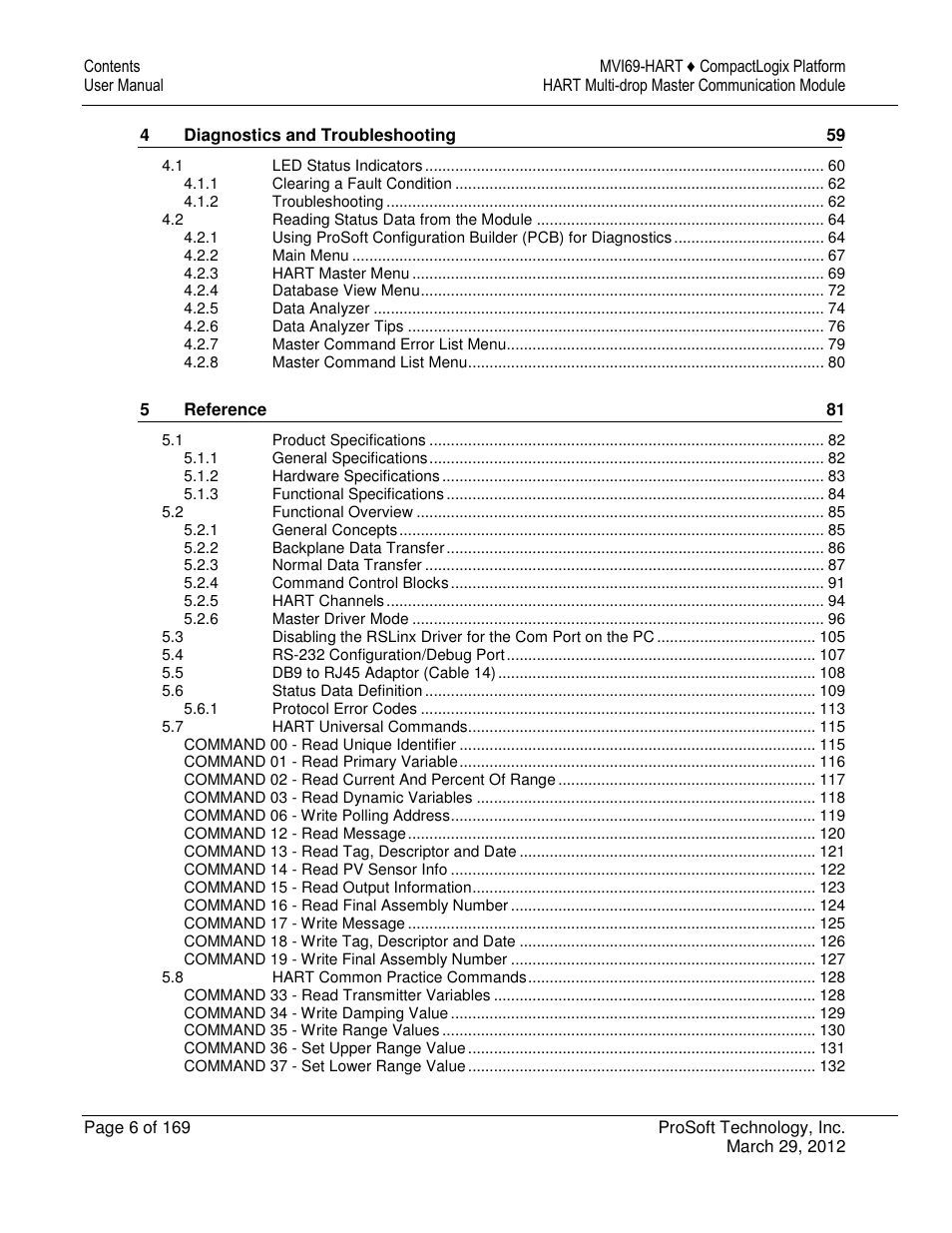 ProSoft Technology MVI69-HART User Manual | Page 6 / 169